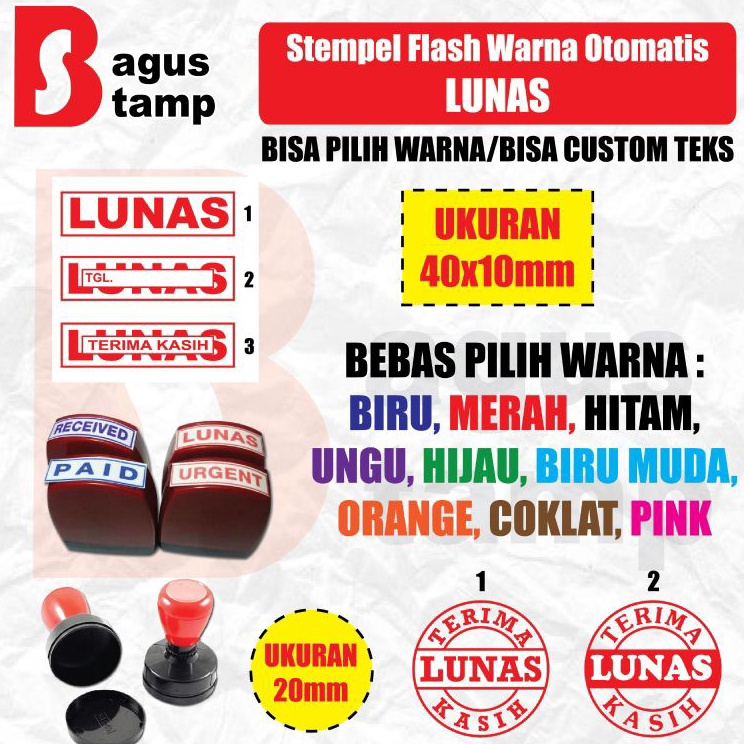 

Laris Stempel LUNAS Warna Otomatis Flash Bisa Isi Ulang