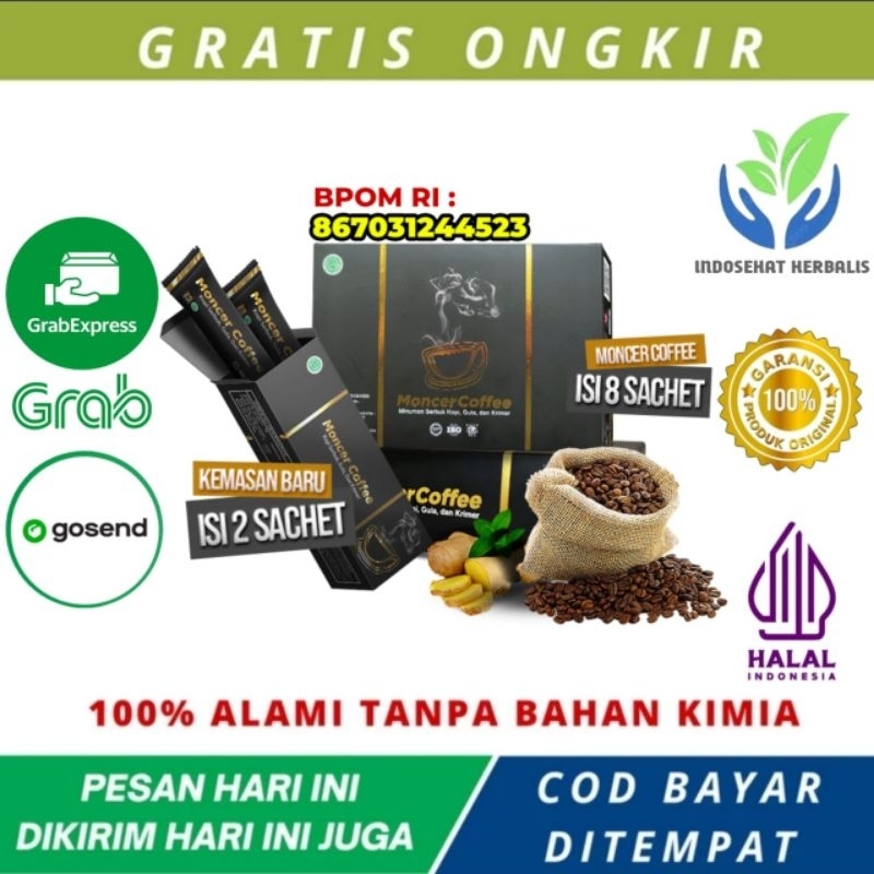 

Kopi susu serbuk 1 box isi 8 sachet monncer coffee herbal BPOM