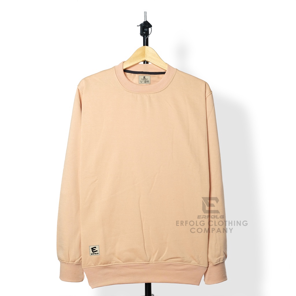 Import ✨Terbaik✨ Sweater Polos Crewneck Pria Wanita Oversize Warna Light Cream White Black Suwiter C