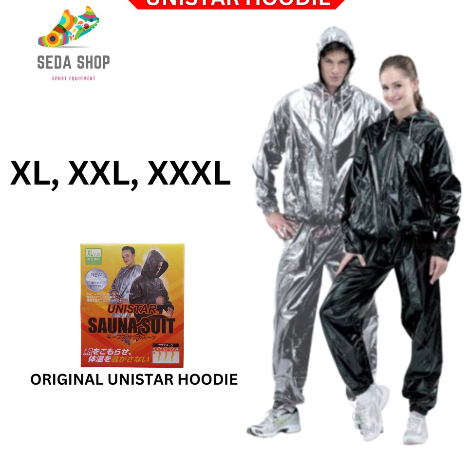 Penjualan Ekonomis ⏸ Jaket Parasut Olahraga Pria Wanita Hoodie Jumbo - Sauna Suit Unistar Hoodie Lengkap - Baju Sauna Pembakar Lemak