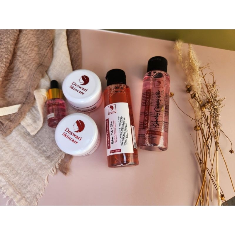 Paket flek glow komplit sparkling Deswari skincare /paket susah putih paket flek glow Deswari skinca