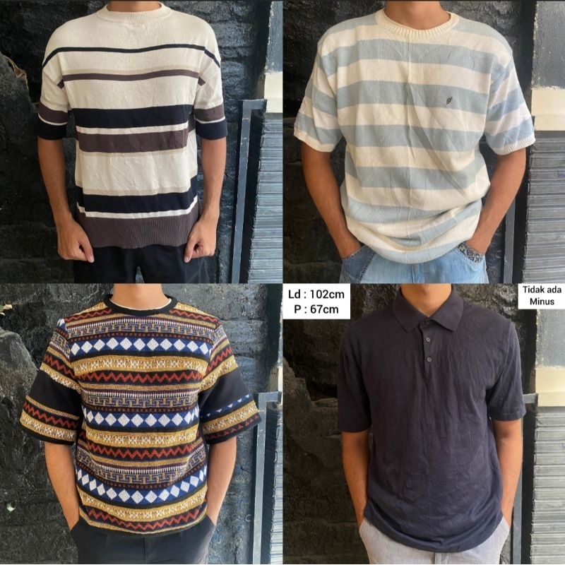 SWEATER RAJUT KNITWEAR LENGAN PENDEK PRIA