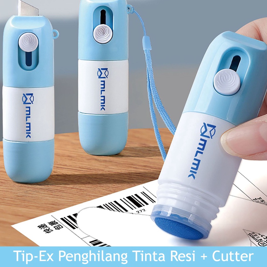 

Buruan Beli Tip-Ex Penghilang Informasi Resi + Cutter Mini 2 in 1 Pembuka Paket Jual