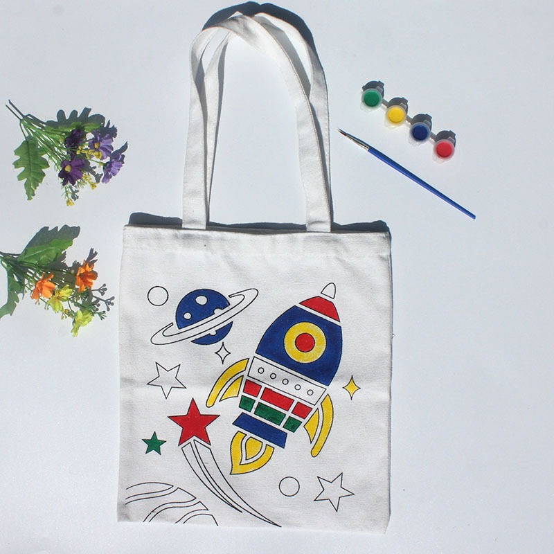 Totebag tote bag coloring tas canvas coloring warna shopping bag 30*28 natural white kanvas Melukis dan Mewarna Kreasi DIY Painting