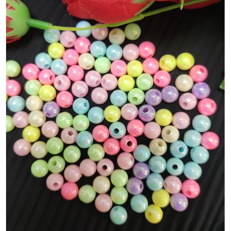 ISI 25 GRAM. MANIK MOTE AKRILIK RONDEL/BULAT PELANGI SUSU ( GLOSI)