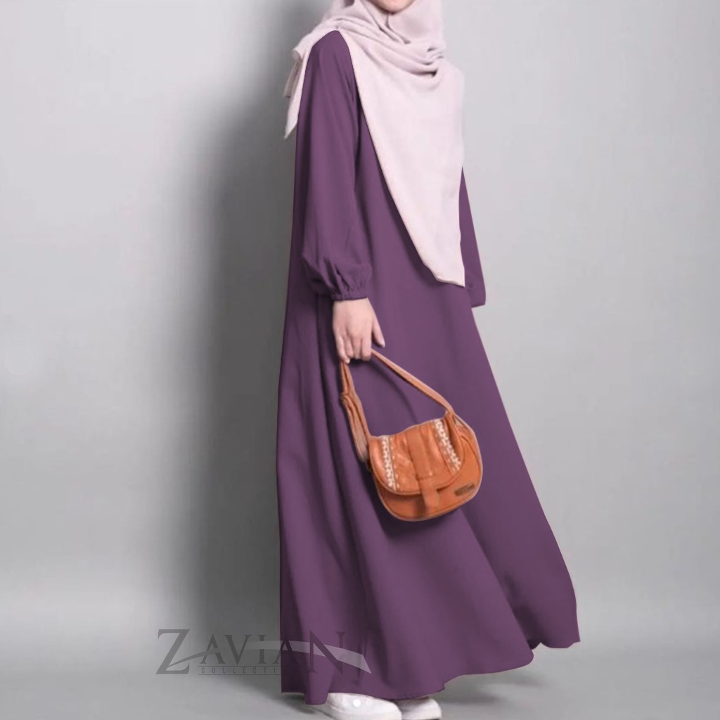 (Bisa COD) Zavian Gamis Abaya Woolpeach premium Lengan Balon / Gamis tangan Ballon remaja wanita san
