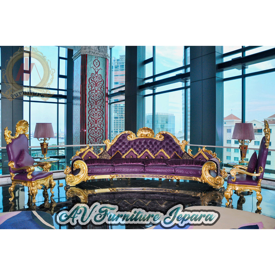 Kursi Sofa Tamu Mewah Jepara Model Jackson Gold Leaf