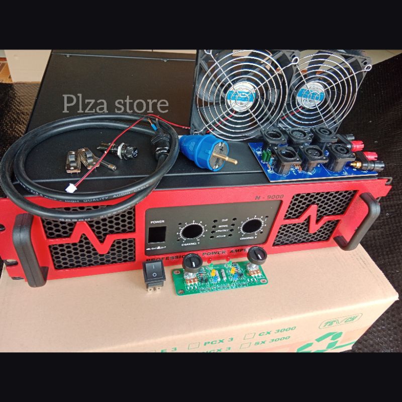 Bok power amplifier tipe N9000 merah  lengkap aksesoris ukuran 3U Box power amplifier N9000 lengkap 