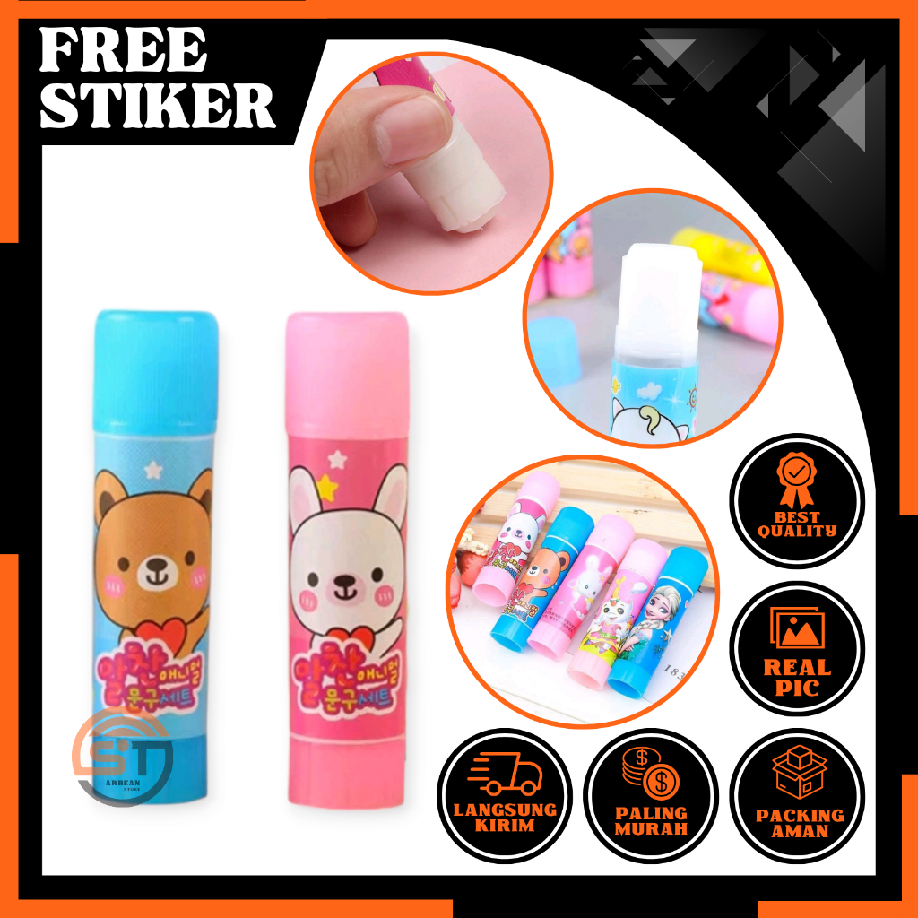 

1PCS Lem Stick Fancy Karakter Motif Lucu Glue Batang Stik Perekat Kertas Alat Sekolah A097