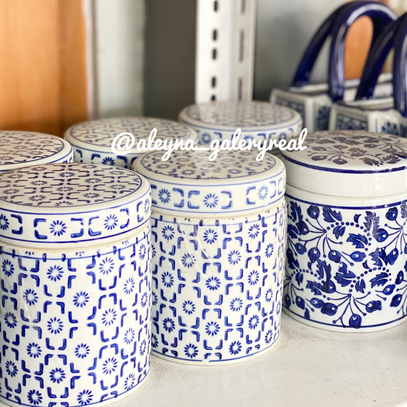 Cookies jar | toples kue biru putih | keramik biru putih
