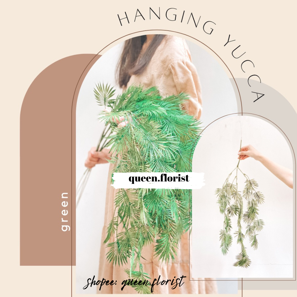YUCCA HANGING GRASS DAUN JUNTAI Aksesoris Juntai Star Premium Artificial Dekorasi  Daun Rambat Bunga