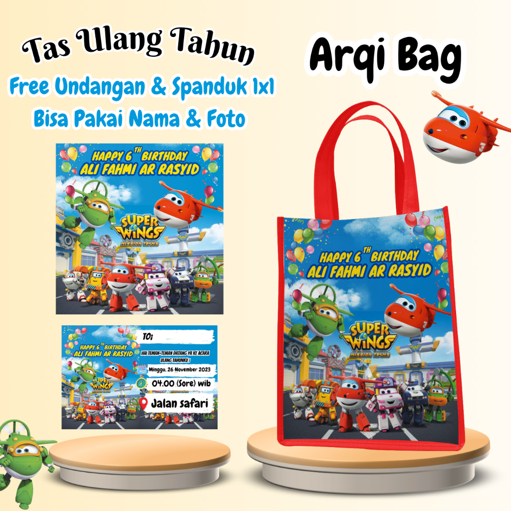 

50 Tas Free Undangan Spanduk 1x1 Ulang Tahun Anak Bisa Custom Goodiebag Murah Muat Box Kfc