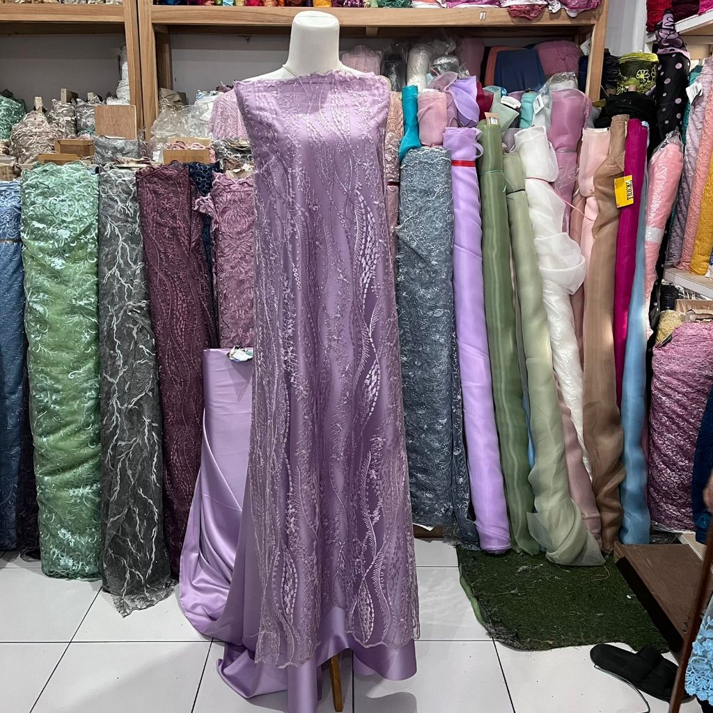 Kain Brukat Tille EMBRO / Bahan BROKAT Elegan Premium Meteran