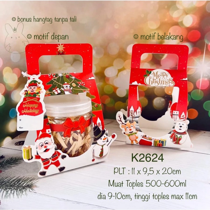 

Ready kardus natal tenteng untuk toples jar 500-600ml toples kue kering edisi natal merry Christmas