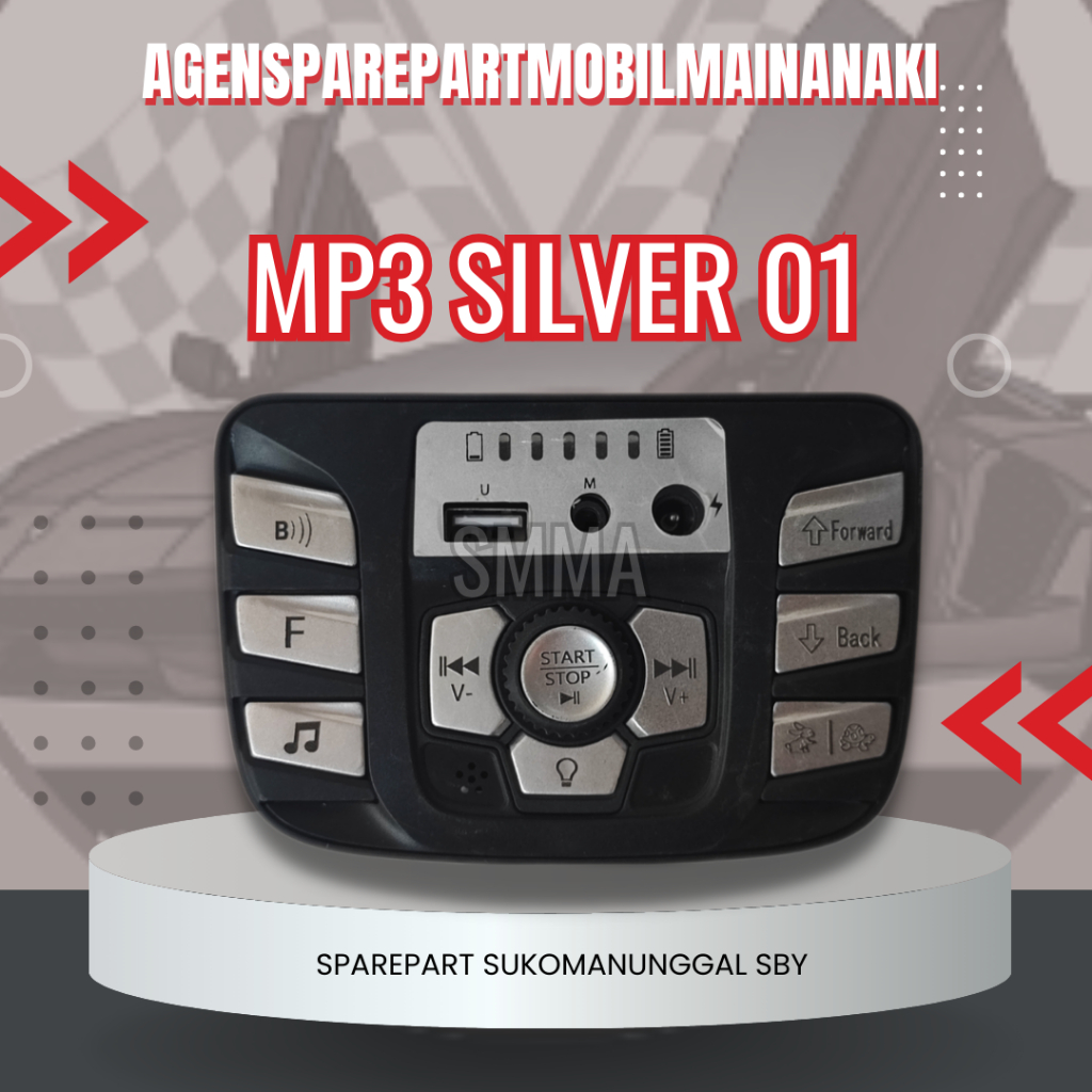 SMMA || MP3 SILVER 01 MOBIL MAINAN AKI MODUL MUSIK POWER ON OFF USB MAINAN AKI ANAK REMOT CONTROL