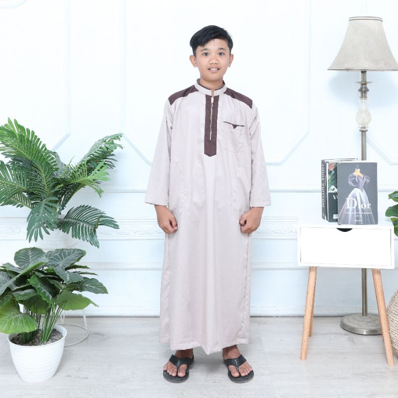 Jubah anak warna Cream gamis anak pria koko anak laki-laki bahan Toyobo kualitas premium usia 3-16 t