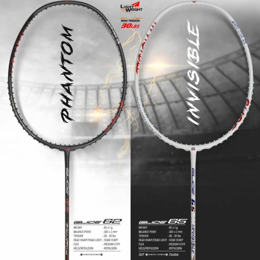 Raket badminton RS GLIDE 62 PHANTOM - GLIDE 65 INVISIBLE Original