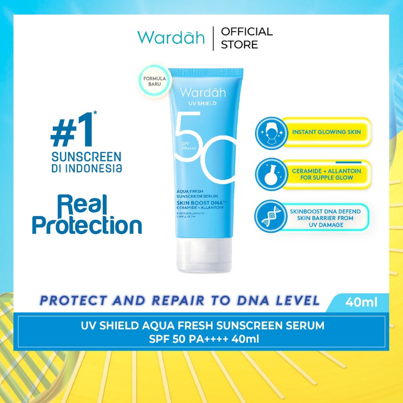 WARDAH UV Shield Aqua Fresh Sunscreen Serum SPF 50 PA++++ (BIRU)