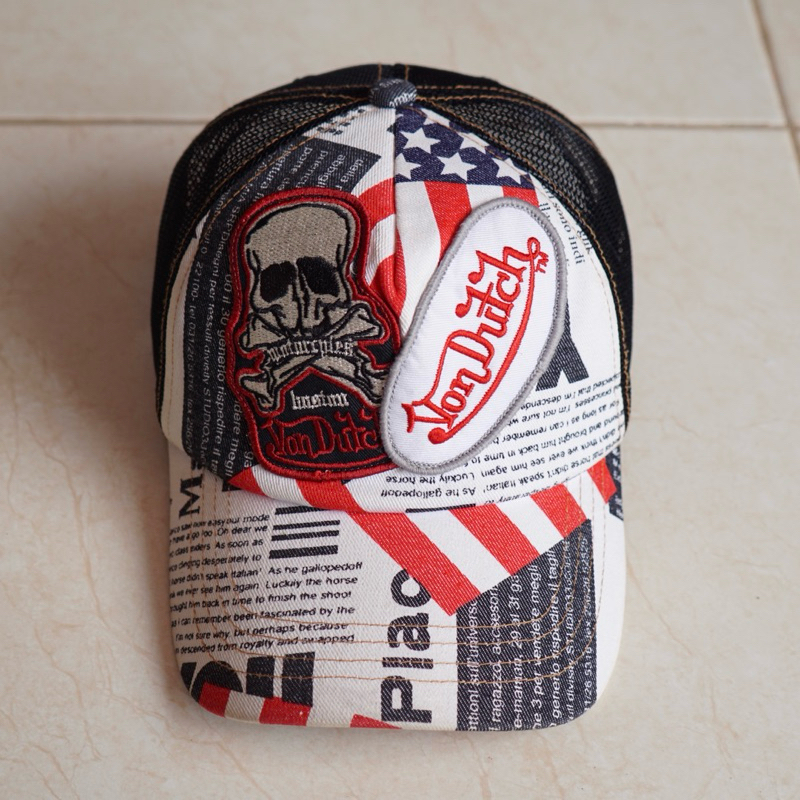 Trucker von dutch huston skull usa flag hat