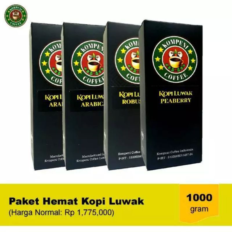 

Kopi Luwak Kompeni Paket 1 kg Liar Arabika Robusta