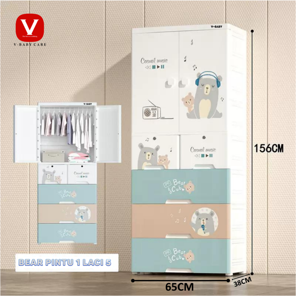 V-BABY CARE - Lemari Pakaian Anak / Lemari bayi Plastik / Plastic Storage Cabinet Lemari /Laci Plast