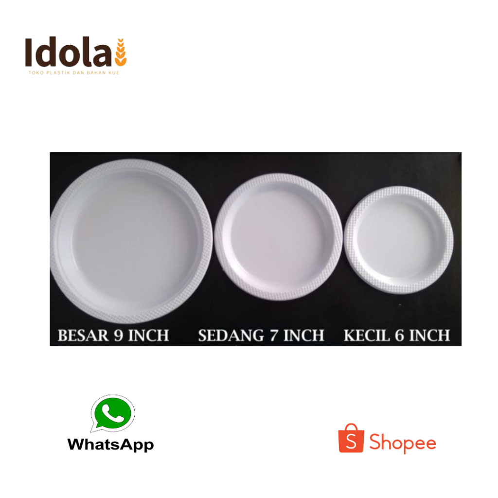 Piring Plastik Sedang / Plastik piring Makanan Sekali Pakai 10 Pcs