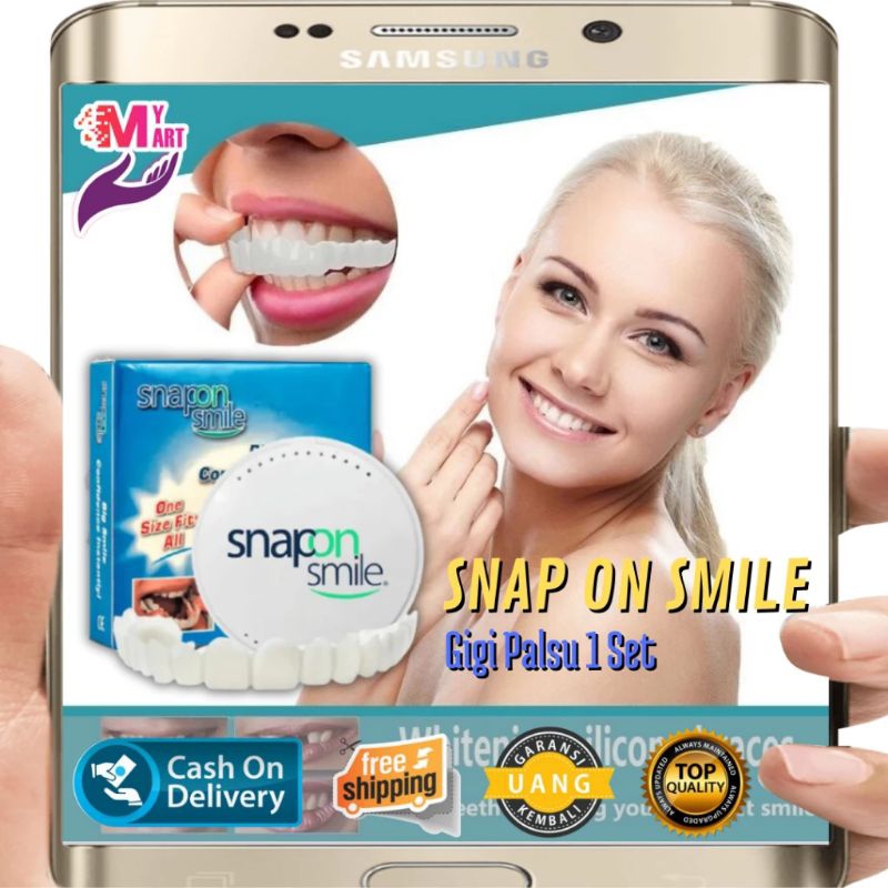 Snap on smile gigi palsu 1 set atas bawah - gigi palsu silikon