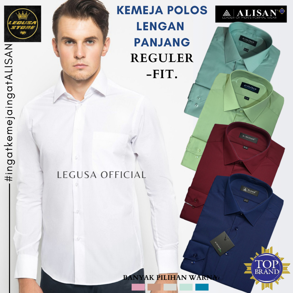 Kemeja Alisan Lengan Panjang Kemeja  Pria Alisan REGULER Polos