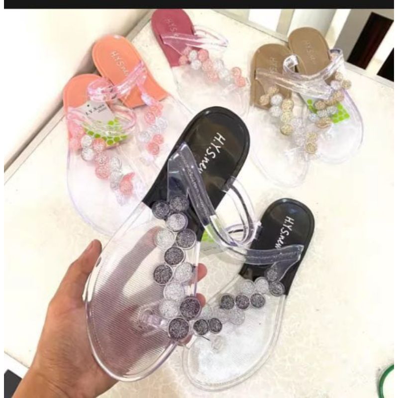 SBI 21BINTANG SALE  SANDAL JELLY SANDAL TRANSFARAN SANDAL KACA BENING IMPORT WANITA TERBARU SANDAL J