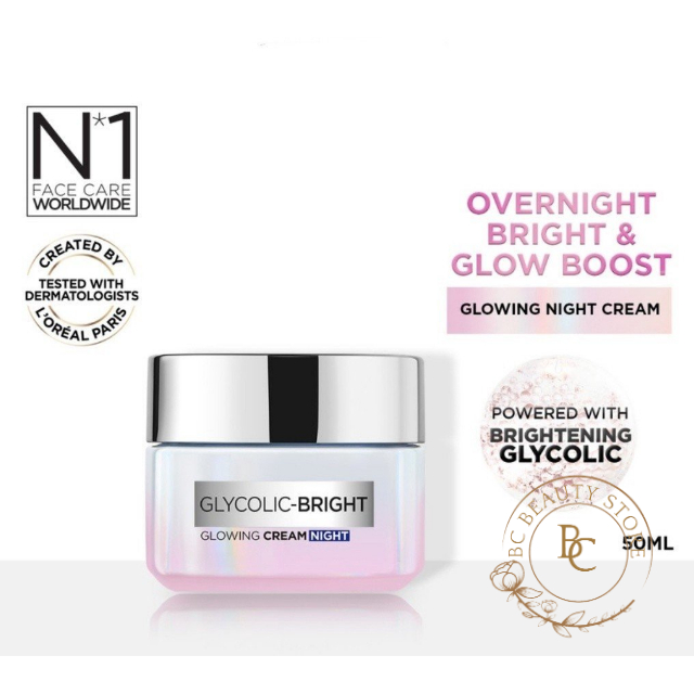 LOREAL Paris Glycolic Bright Glowing Night Cream - Skin Brightening Krim Malam Glyco Loreal