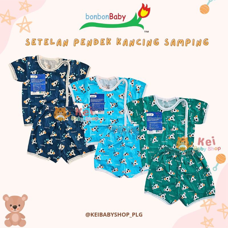 Bonbon Setelan Pendek Pendek Kancing Samping / Setelan Baju Bayi Newborn