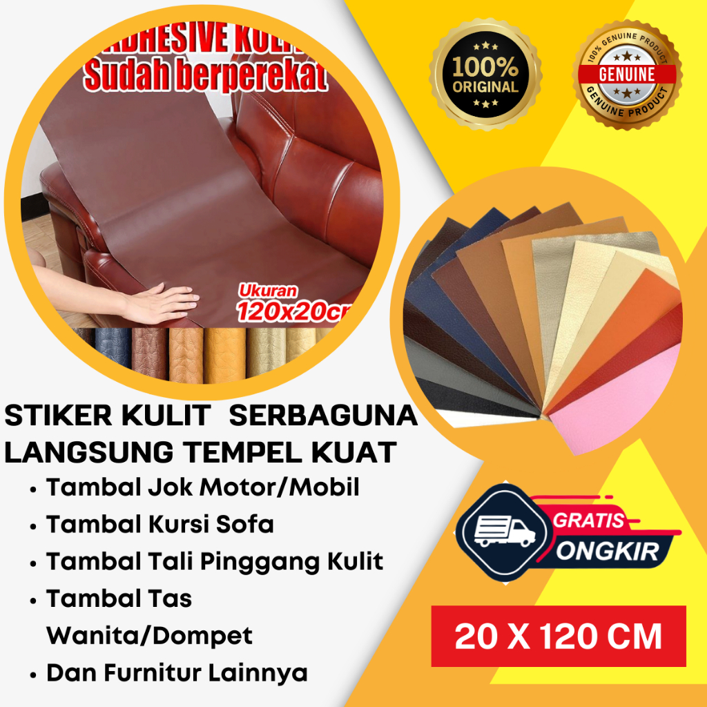 Stiker Sofa Kulit Pake Perekat Instan Langsung Tempel Tambalan Kursi Jok Motor Mobil Sobek Lem Kuat 