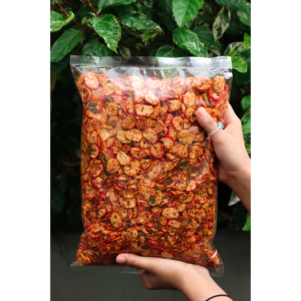 

Seblak kering Extra pedas Daun jeruk Netto 1000 gram/1 kg