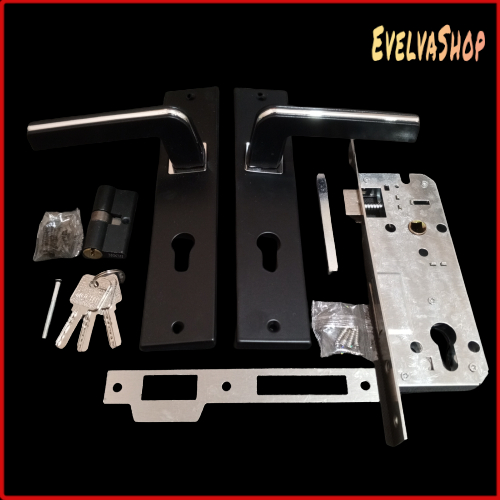 Handle Pintu Hitam Besar Kunci Pintu Hitam Full Set