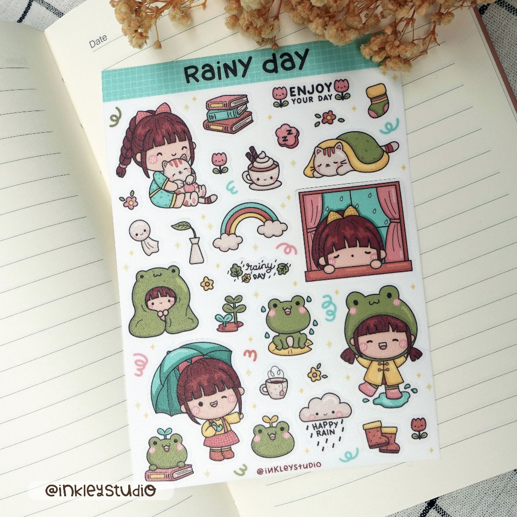 

Rainy Days Sticker Sheet | Waterproof | Aesthetic Sticker | Sticker Sheet Pack | Planner Sticker