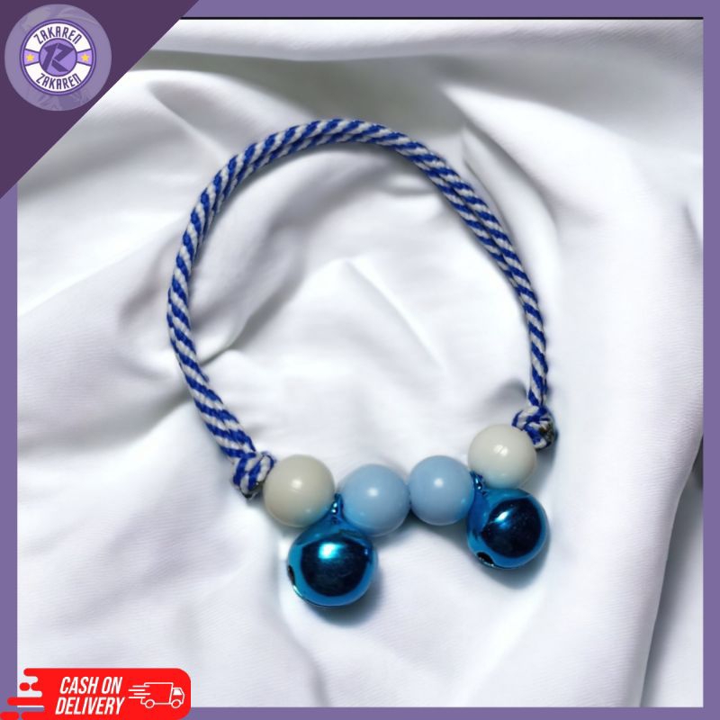 Kalung Kucing Lonceng 2 Nyaring Bahan Prusik Anti Kutu Kalung Kucing Free Manik-Manik