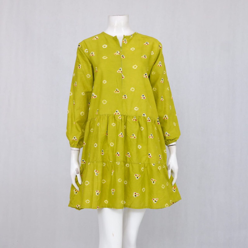 Tunik Jumputan Asli baju jumput (hitam, kuning lime, lemon, hijau apel, putih, navy)