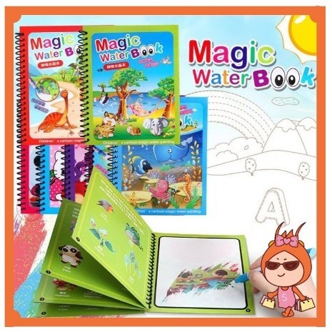 

Buku Gambar Ajaib Mewarnai / Magic Water Book Drawing / Buku Gambar Pulpen Pena Spidol Air