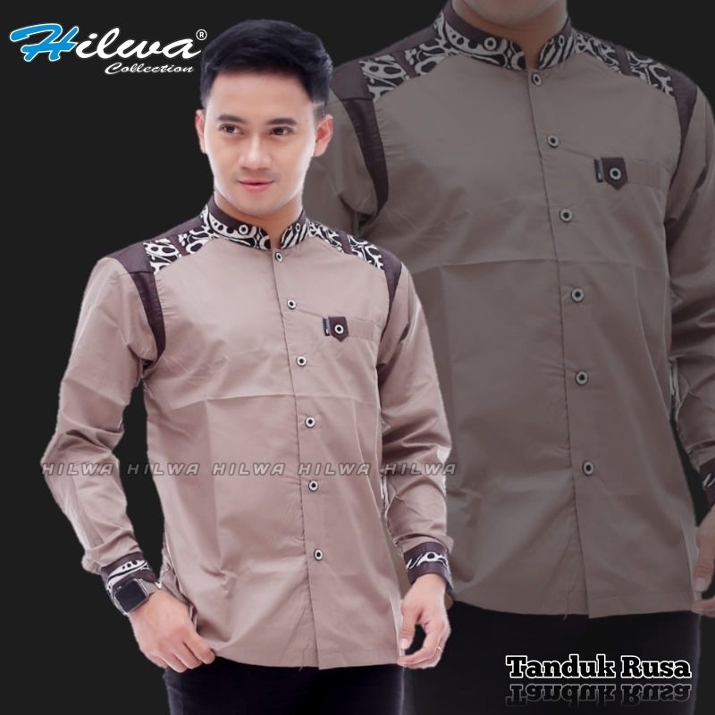 kameja koko lengan panjang motif tanduk rusa original hilwa collection