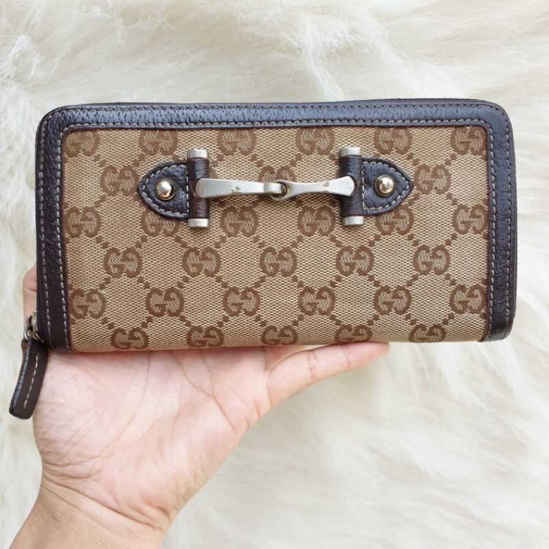 Dompet Gucci Panjang Wanita Kanvas Mix Kulit Asli