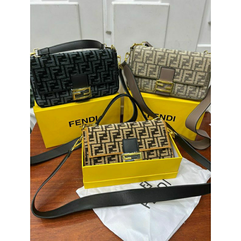 FENDI BAGUETTE SUEDE IMPORT FREE BOX