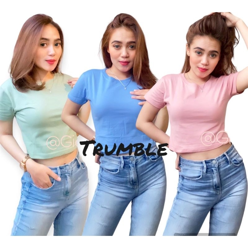Crop Top Korea Wanita Lengan Pendek Baju Crop Top baju Atasan Wanita Kekinian