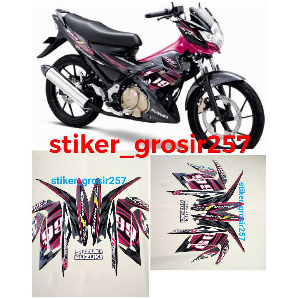 STIKER STRIPING LES LIS BODY SUZUKI SATRIA FU BARONG 99 2012 HITAM PINK STANDAR