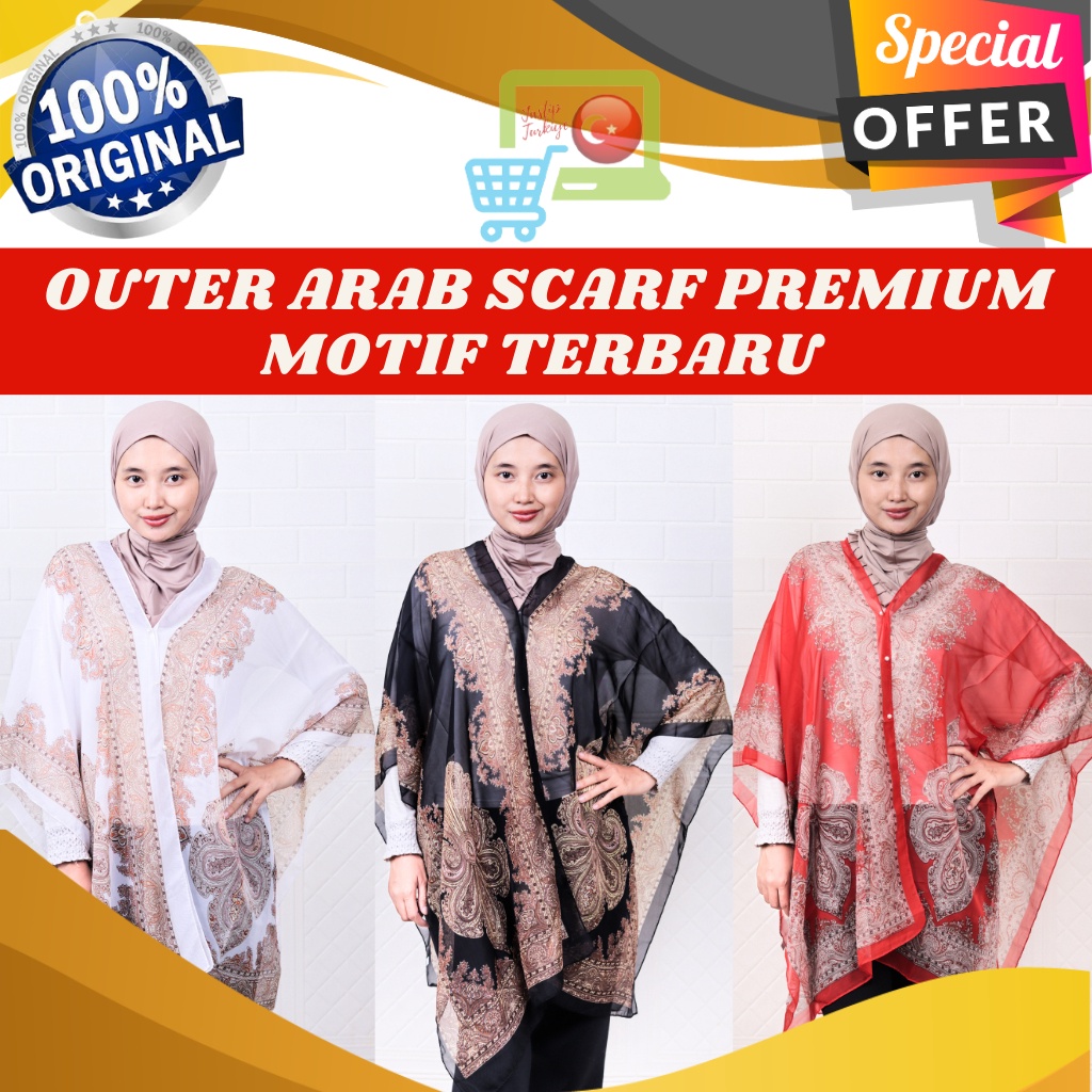 Terlaris Today OUTER SCARF ARAB PREMIUM BAHAN SIFON BAJU LUARAN SYAL SUTERA SHAWL WANITA SILK KAIN P