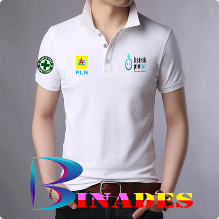 JUAL BAJU kerah mode polo LISTRIK PINTAR Depan LOGO PLN TERBARU - BAJU PLN dan logo safety first - B