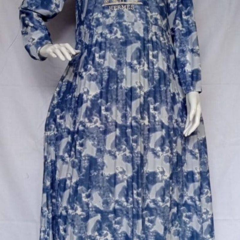 Baju dewasa gamis hermes misbi model plisket terbaru