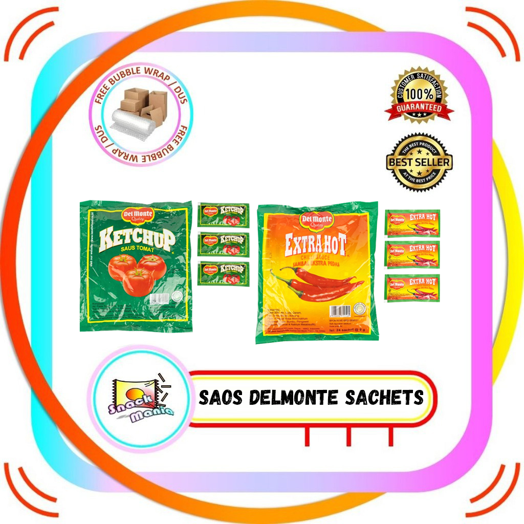 

Saos Delmonte Ketchup Tomato Sachet - Extra Hot Sauce 24 Sachets x 8 gr Tomat - Pedas