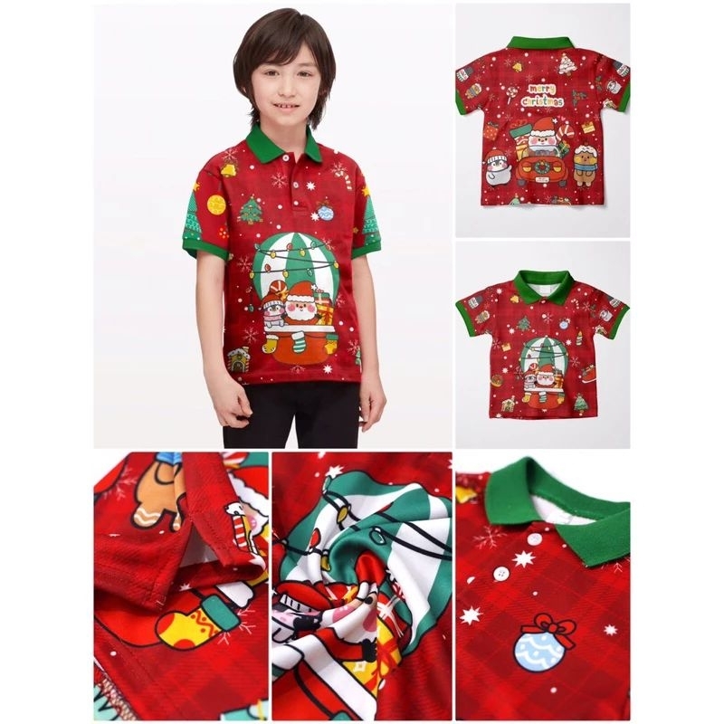 2-10th / BAJU NATAL ANAK LAKI-LAKI / KAOS NATAL ANAK COWOK / BAJU ATASAN NATAL ANAK / KEMEJA MERAH N