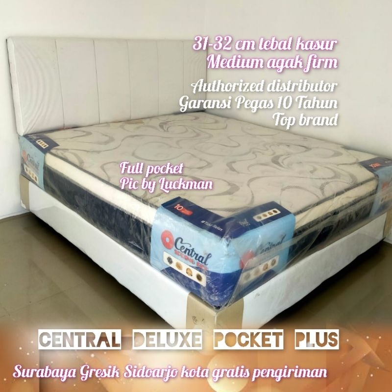 Set Central deluxe pocket plus kasur spring bed divan sandaran garansi resmi