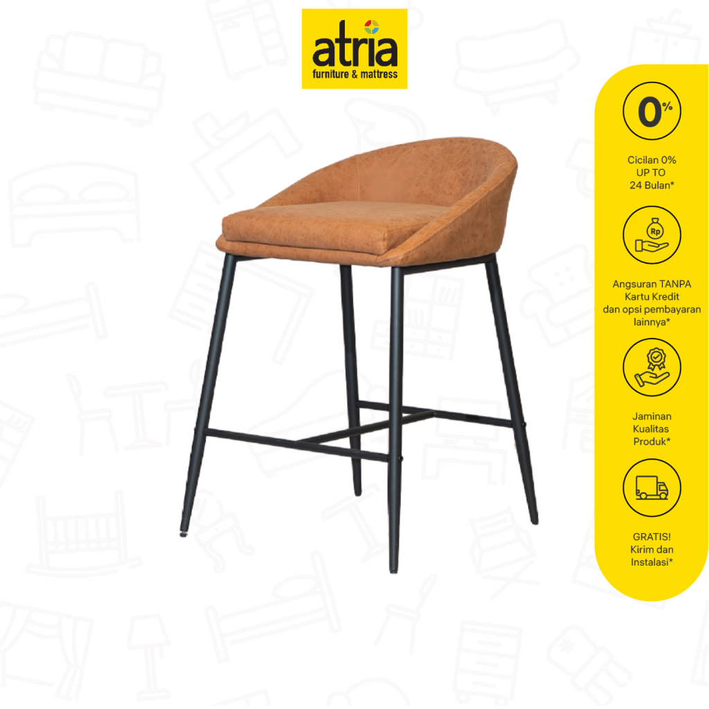 Atria Almar Kursi Tinggi Kursi Bar Kursi HML Stool DS-8231 PU Brown